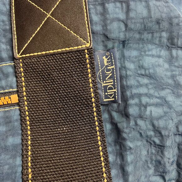 Vtg Kipling Large Duffle Bag Travel Weekender Nylon Zip Blue Overnight Tote - Picture 6 of 16